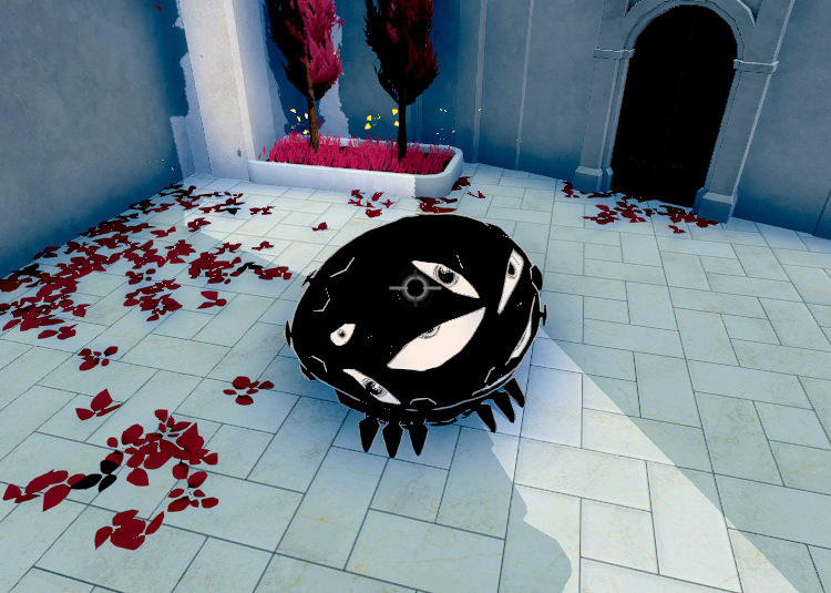 a blob with a bunch of eyes on it. It attacks by shooting out a lateral ring of projectiles around it, hence the name 'ringer'