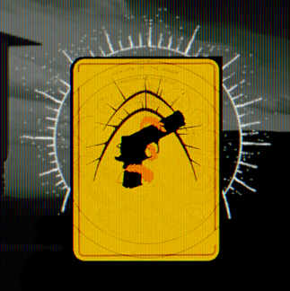 a picture of the Elevate card. it is yellow and has a silhouette of a basic pistol on it